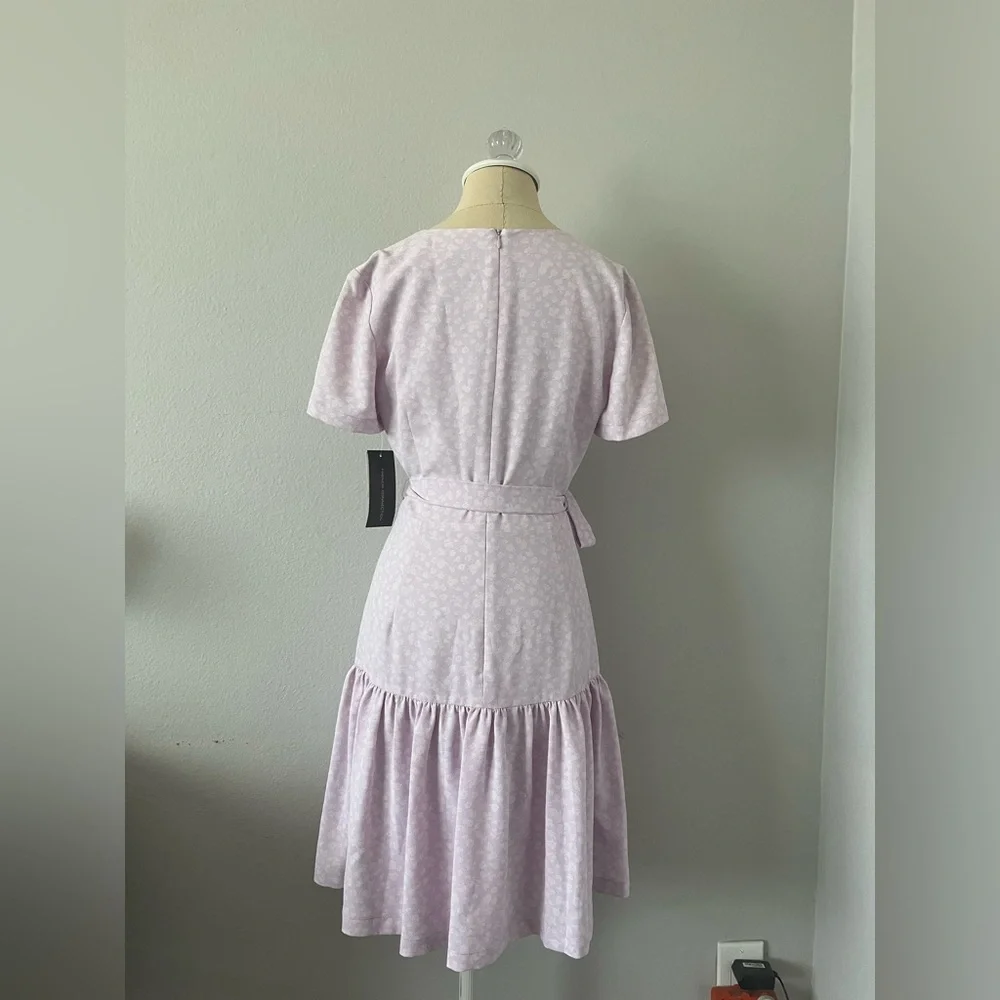 French Connection Mono Armoise Lavender Floral Wrap Mini Dress - Picture 8 of 13